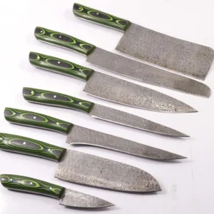 Custom Hand Made Forged Damascus Steel chef Set 7 Knives