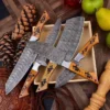 Handmade Damascus Steel Chef 5 Pcs Knife Set, Hand Forged Kitchen Knife Set, Kitchen Use Set, Damascus Set - Image 4