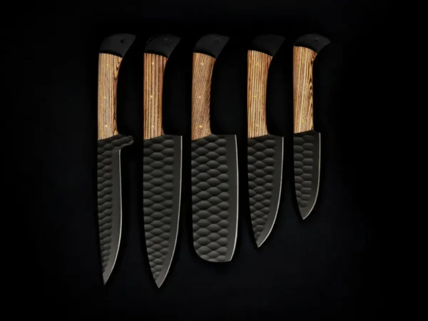 Hand Forged Damascus Steel Chef Set 5Pcs - Image 5