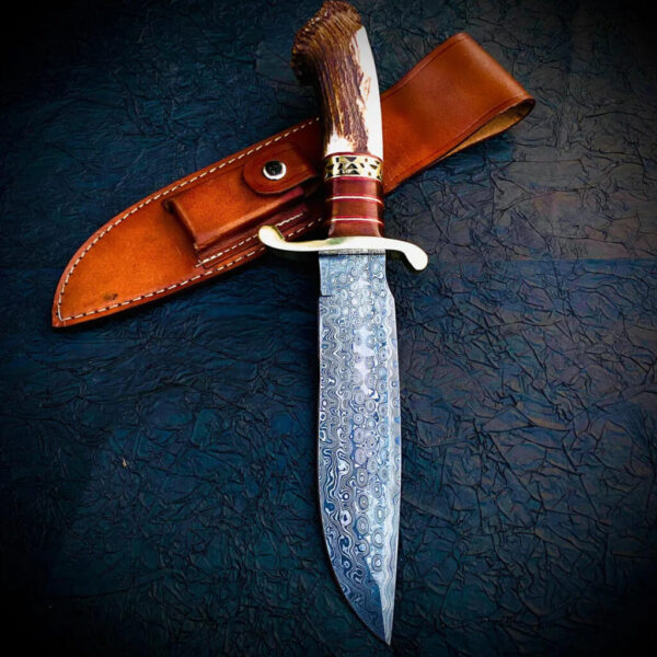 Handmade Hunting knife Famous Damascus Steel Blade Knife With Natural Handle Material For Birthday Gift And Anniversary Gift for Him Bowie - Image 2