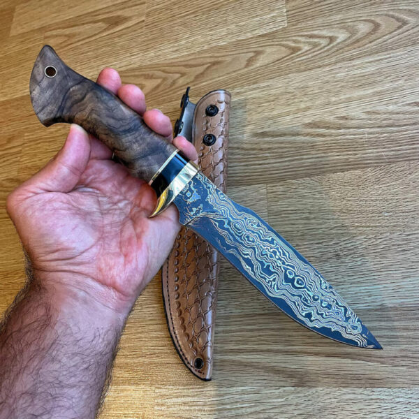 Hand Made DAMASCUS Bowie Knife Walnut & Ebony Wood Handle -150 Layers- Blacksmith Made Hunting Knife - Damascus Steel Knife - Camping Knife - Image 2
