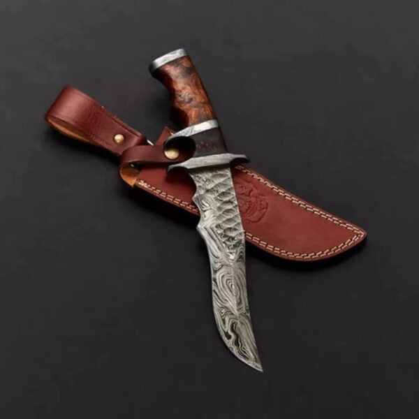 Handmade Damascus hunting knife hand forged Damascus steel knife with cover gift for him gift for her/His