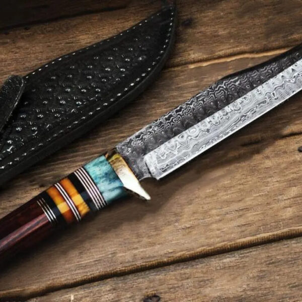 Hand-forged Bushcraft knife with sheath, rosewood fixed blade knife, hunting knife, camping knife, outdoor