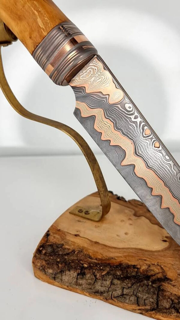 Hand Crafted Copper Damascus Knife with sheath Handmade - Image 3