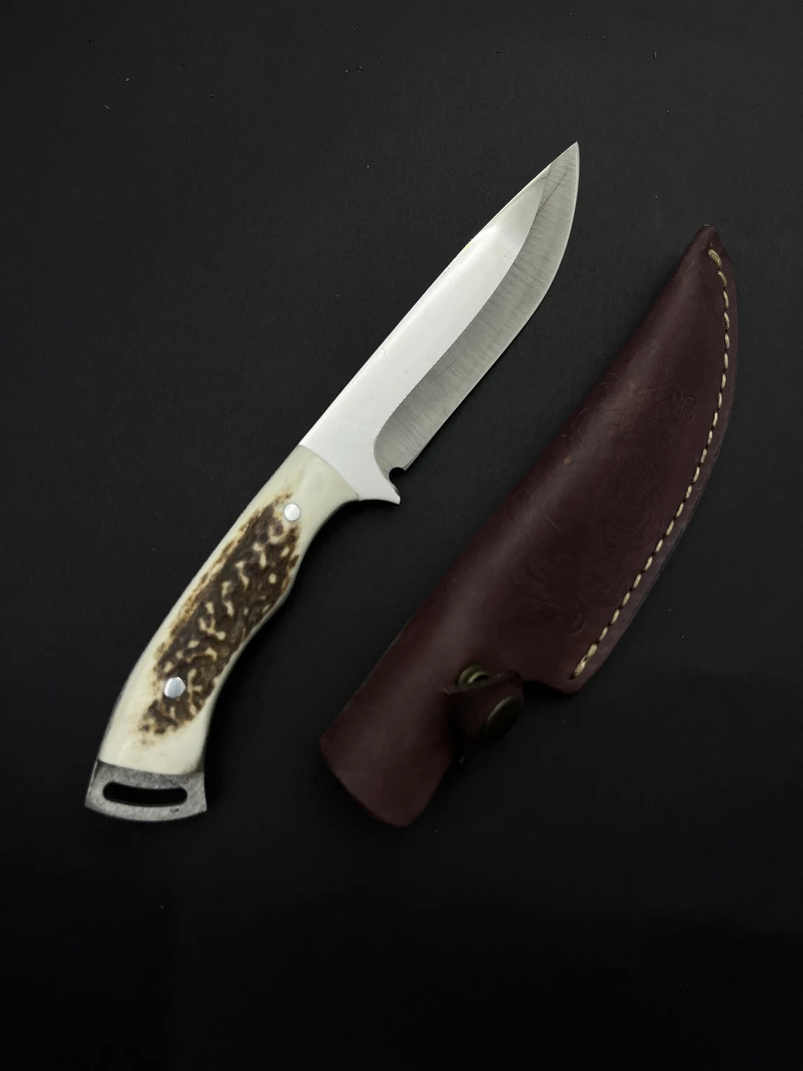 Handmade Deer Antler Bushcraft Knife Tactical Fixed Blade Hunting Knife Custom Knife Personalized Knife Gift for Him Valentine Gifts