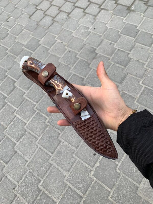 Two in One Handmade Custom Hunting Knife 4116 German Stainless Steel Walnut Wood Handle with Leather Sheath - Image 3