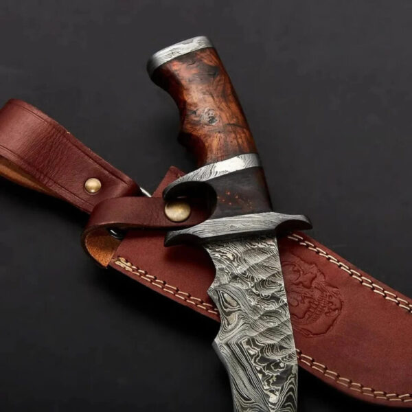 Handmade Damascus hunting knife hand forged Damascus steel knife with cover gift for him gift for her/His - Image 3