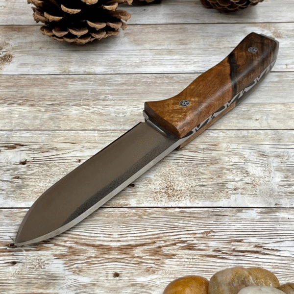 Hunting Knife, Leather Sheath, Bushcraft Knife, Skinner Knife, Walnut Wood Handle Bohler N690 Camping Knife, Groomsmen Gift - Image 5