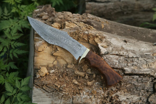 Handmade Damascus Hunting Bowie Knife With Rose Wood Handle Survival Knife Anniversary Gift Camping Knife Groomsmen Gift Thanksgiving Gift - Image 5