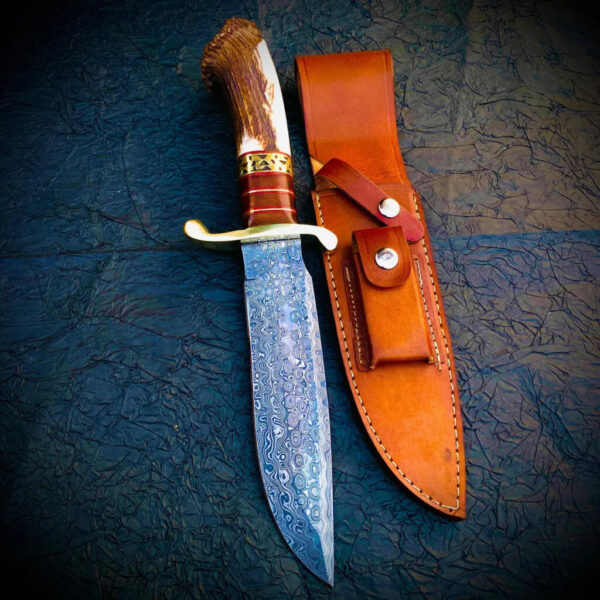 Handmade Hunting knife Famous Damascus Steel Blade Knife With Natural Handle Material For Birthday Gift And Anniversary Gift for Him Bowie - Image 5