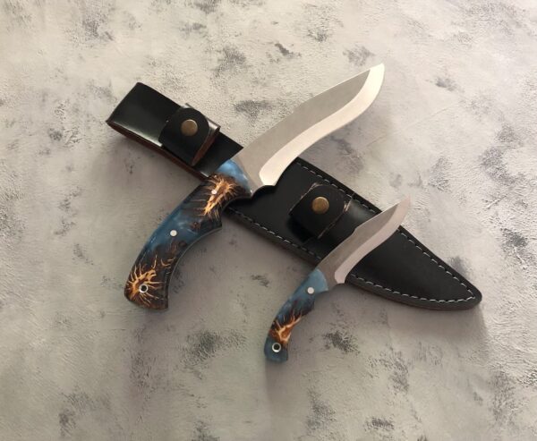 Two in One Handmade Custom Hunting Knife 4116 German Stainless Steel Walnut Wood Handle with Leather Sheath - Image 5