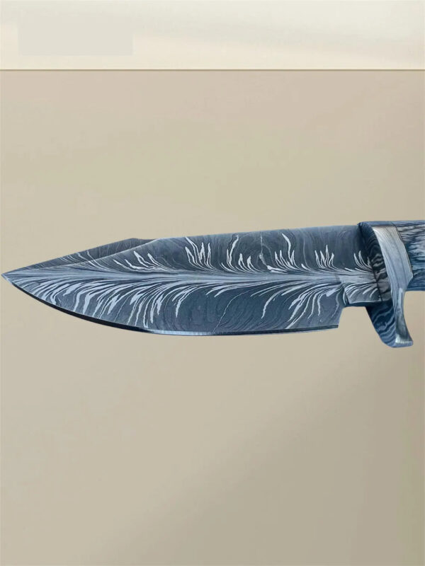 Handmade Damascus Steel Hunting Gift Knife Wood Handle, Fixed Blade Knife Christmas Gift Best Gift For Him Premium Feather Damascus Steel - Image 5