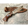 Handmade Damascus bowie knife with sheath Fixed blade hunting knife for Survival Ergonomic Walnut wood handle handmade