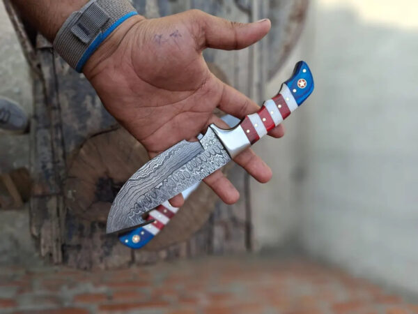 Handmade Hunting Knife, Damascus steel gut hook hunting 2 skinner knives Leather Sheath,  Camping Knife, Groomsmen Gift (Copy) - Image 2