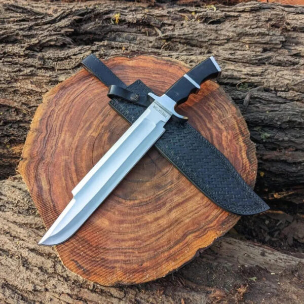 Handmade Tactical Bowie Knife, Predator Hunting Knife, Survival Fixed Blade, Outdoor Camping Knife with Leather Sheath, Gift for Husband