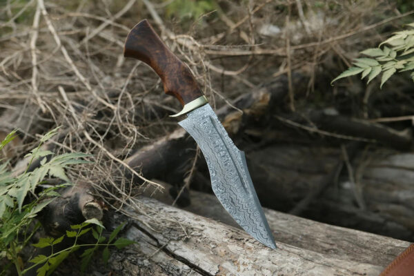 Handmade Damascus Hunting Bowie Knife With Rose Wood Handle Survival Knife Anniversary Gift Camping Knife Groomsmen Gift Thanksgiving Gift - Image 6
