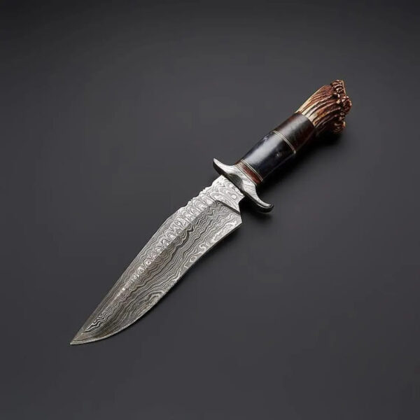 Handmade Damascus Hunting Camping Knife Forged Damascus Knives Stag Bull Horn Handle Beautiful Art Best Gift For Him - Image 5