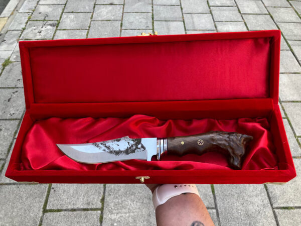 Wolf Head Camping Knife Custom Handmade Handcrafted Hunting Knife, Anniversary & Birthday Gift for Him, Unique Custom Blade, Customized Knife - Image 3