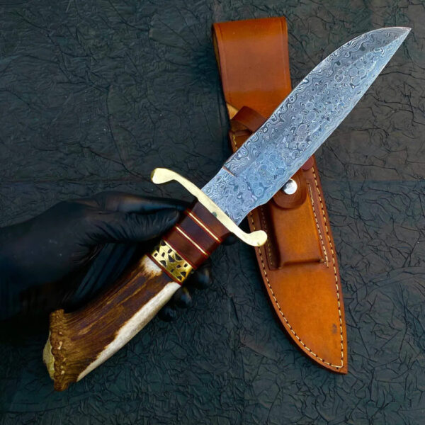 Handmade Hunting knife Famous Damascus Steel Blade Knife With Natural Handle Material For Birthday Gift And Anniversary Gift for Him Bowie - Image 7