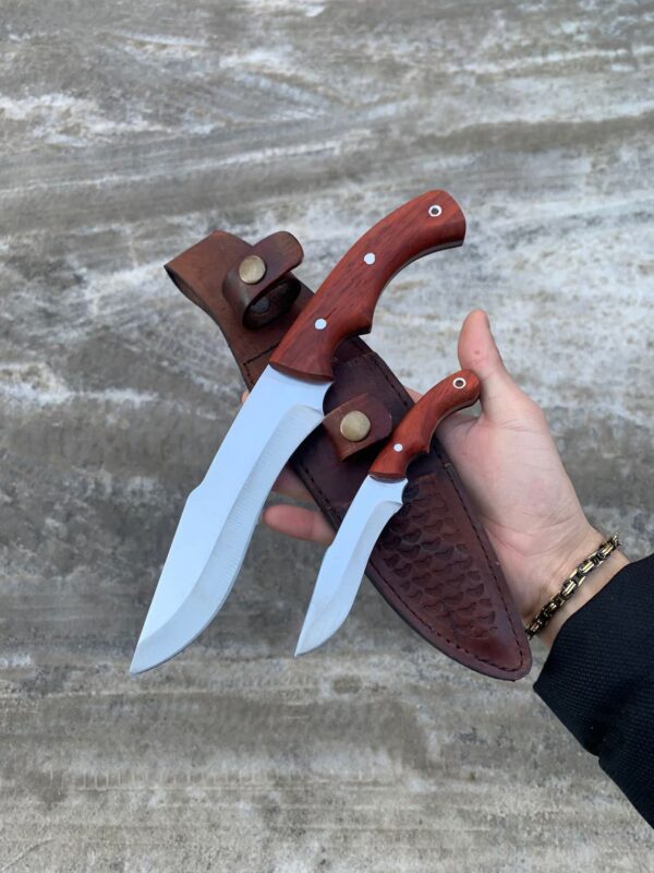 Two in One Handmade Custom Hunting Knife 4116 German Stainless Steel Walnut Wood Handle with Leather Sheath - Image 7