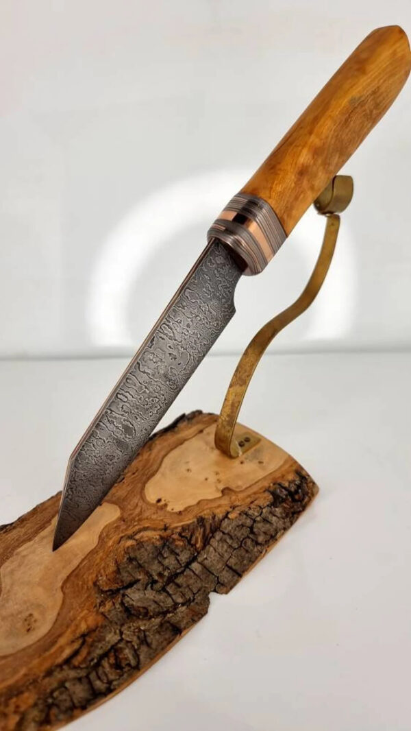 Hand Crafted Copper Damascus Knife with sheath Handmade - Image 7
