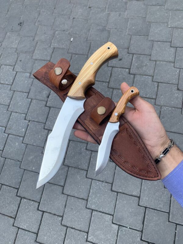 Two in One Handmade Custom Hunting Knife 4116 German Stainless Steel Walnut Wood Handle with Leather Sheath - Image 8