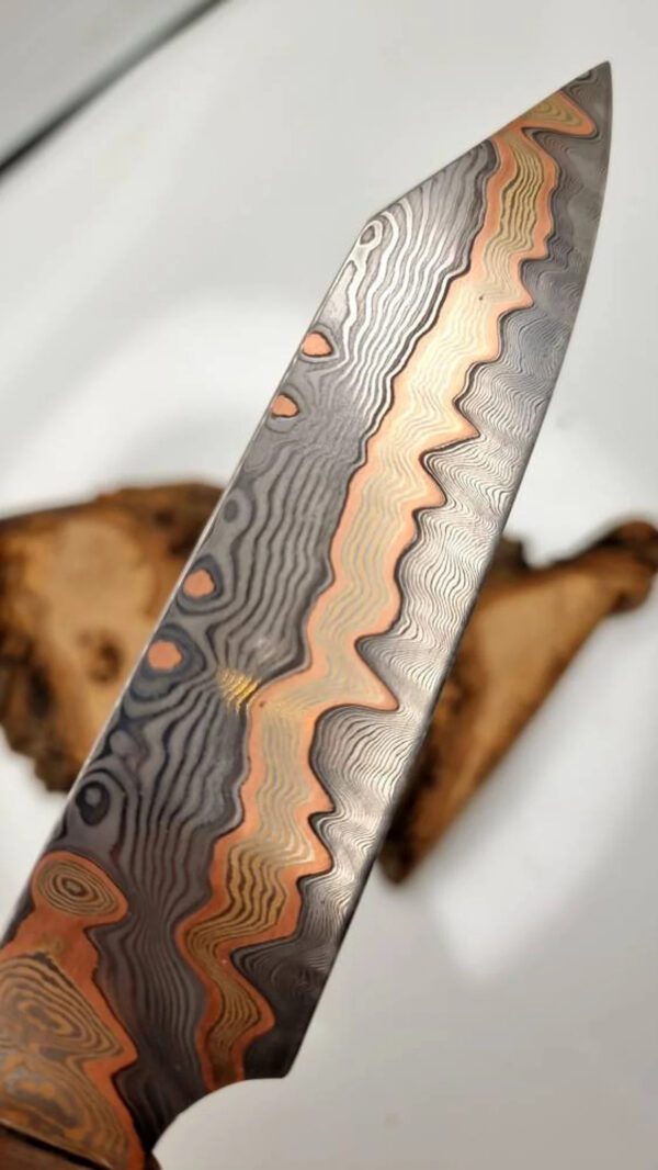 Hand Crafted Copper Damascus Knife with sheath Handmade - Image 8