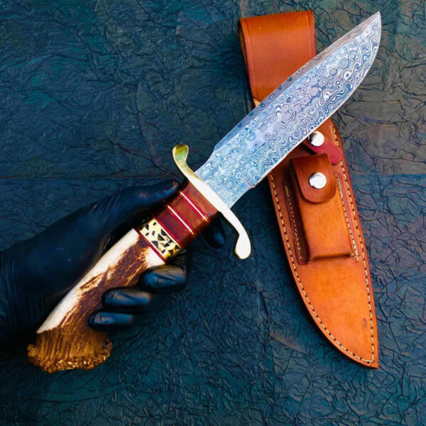 Handmade Hunting knife Famous Damascus Steel Blade Knife With Natural Handle Material For Birthday Gift And Anniversary Gift for Him Bowie - Image 8