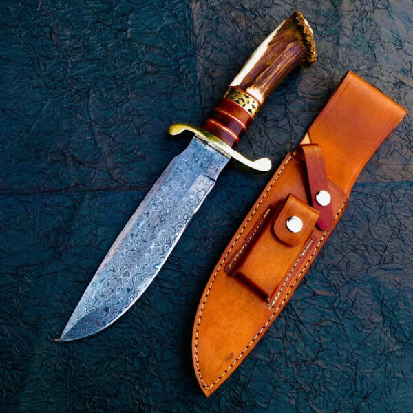 Handmade Hunting knife Famous Damascus Steel Blade Knife With Natural Handle Material For Birthday Gift And Anniversary Gift for Him Bowie - Image 9