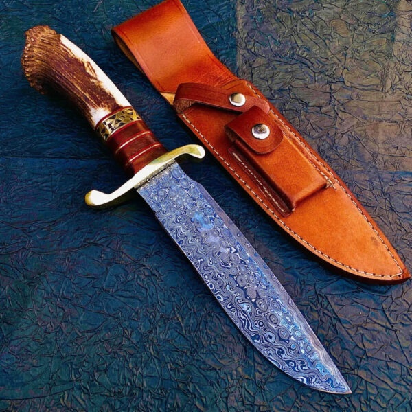 Handmade Hunting knife Famous Damascus Steel Blade Knife With Natural Handle Material For Birthday Gift And Anniversary Gift for Him Bowie - Image 10