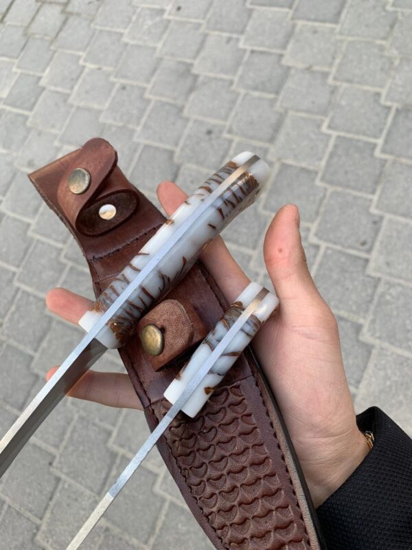 Two in One Handmade Custom Hunting Knife 4116 German Stainless Steel Walnut Wood Handle with Leather Sheath - Image 10