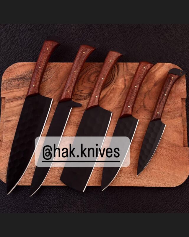 #knife #knifelife #knifestagram #knifemaking #knifemaker#knifepics #knifefanatics#edcknife #customknife #knifeparty #knifenuts #knifeart #knifefanatic #knifeaddiction #pocketknife #knifeobsession #chefknife #damascus #knife #knives #swordartonline #axe #leathersheath #christmas #knifefanatics #usa🇺🇸 #canada🇨🇦 #europe🇪🇺#spain🇪🇸#londonlife #turkey🇹🇷 #france🇫🇷 Details 5 Pcs Custom Handmade Chef Knives Set with Leather Bag Kitchen Knives Sharp edge knives Birthday Gifts Anniversary Gifts Father’s Day Gifts Custom Handmade 5 Pcs Chef Knives Set 420 STAINLESS STEEL POWDER COATED SOLID NATURAL Wood
